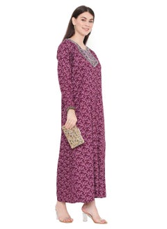 HANA & SARA LONG PRINTED THREAD EMBROIDERY MODEST ARABIC KAFTAN JALABIYA DRESSES  - Image 5