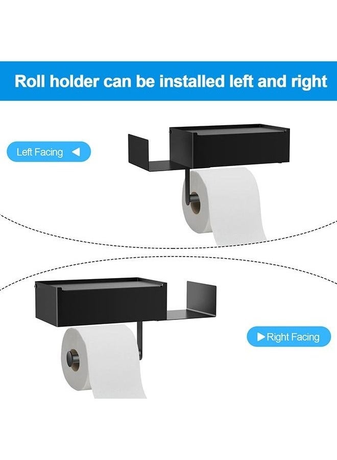 MIXDE Toilet Paper Holder with Shelf Flushable Wipes Dispenser for Bathroom Self Adhesive Toilet Paper Holder with Storage Stainless Steel Toilet Holder Keep Wipes Hidden Out of Sight Black  - Image 4