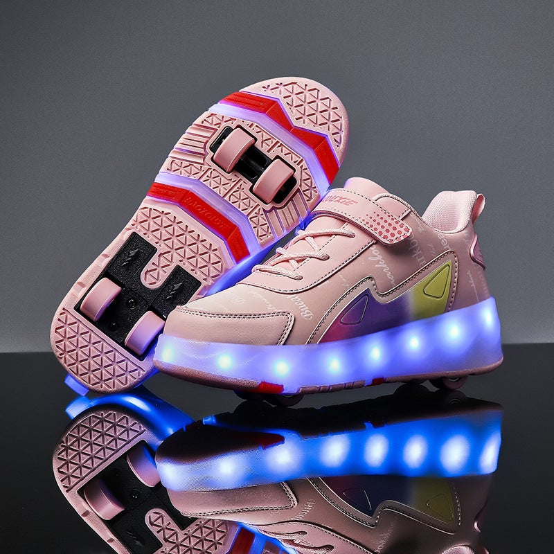 Emog New Heloo Shoes Four-Wheel Skating Shoes Boys Children'S Shoes With Wheels Girls Skating Shoes - Image 2