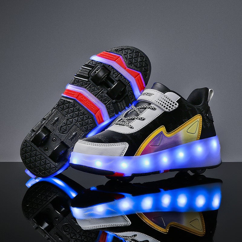 Emog New Heloo Shoes Four-Wheel Skating Shoes Boys Children'S Shoes With Wheels Girls Skating Shoes - Image 3