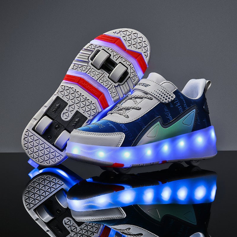 Emog New Heloo Shoes Four-Wheel Skating Shoes Boys Children'S Shoes With Wheels Girls Skating Shoes - Image 4