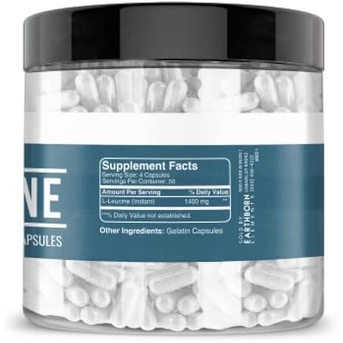 Earthborn Elements L-Leucine 200 Capsules, Pure & Undiluted, No Additives - Image 4