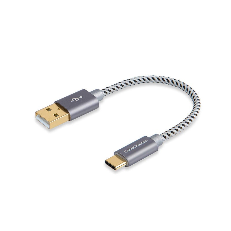 CableCreation 15cm USB C Short Cable 3A Fast Charging - USB A to USB C Braided Cord for Android, iPad Pro, Galaxy S23 - Image 1