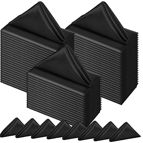 Tatuo 150 Pcs Satin Napkin Bulk 17 x 17 Inch Square Silk Table Napkin Soft Dinner Napkins Decor Elegant Satin Weddings Party Napkin for Wedding Parties Banquet Restaurant Decoration Supplies Black - Image 1