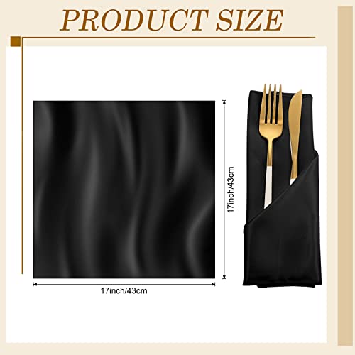 Tatuo 150 Pcs Satin Napkin Bulk 17 x 17 Inch Square Silk Table Napkin Soft Dinner Napkins Decor Elegant Satin Weddings Party Napkin for Wedding Parties Banquet Restaurant Decoration Supplies Black - Image 3