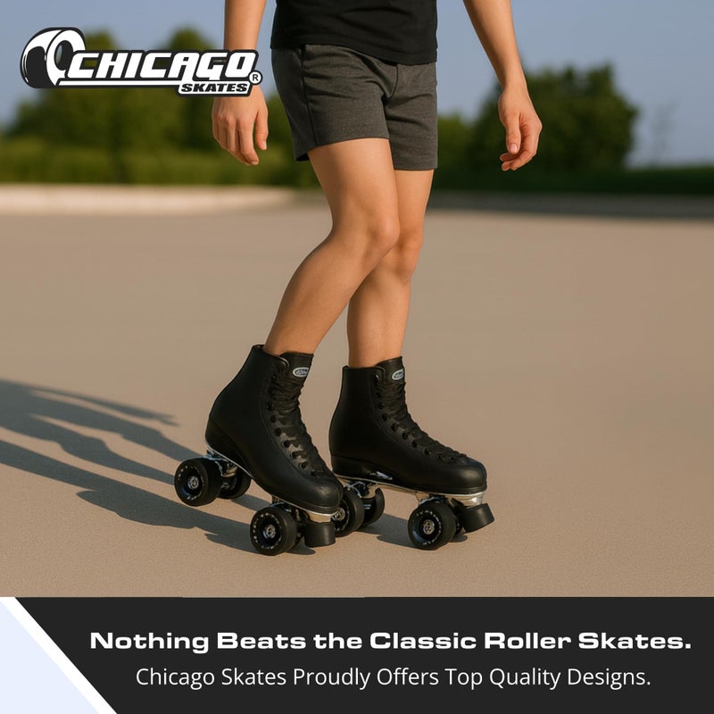 Chicago Skates زلاجات شيكاغو الرباعية للفتيات والفتيان - متينة، أداء عالي للاستخدام الداخلي/الخارجي أو دربي الزلاجات - أحذية جلدية كلاسيكية عالية مع عجلات يوريثان 60 مم ومحامل شبه دقيقة - Image 5