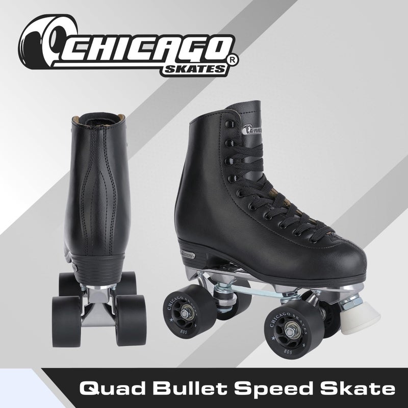 Chicago Skates زلاجات شيكاغو الرباعية للفتيات والفتيان - متينة، أداء عالي للاستخدام الداخلي/الخارجي أو دربي الزلاجات - أحذية جلدية كلاسيكية عالية مع عجلات يوريثان 60 مم ومحامل شبه دقيقة - Image 2