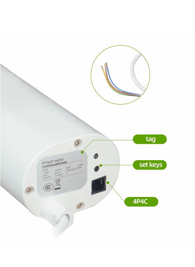Generic - DOOYA DT52E-75W Electric Curtain Motor with Remote – Built-in Receiver, Smooth Operation, and Overheat Protection - Image 1