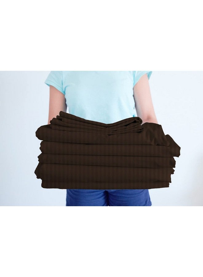VAS COLLECTIONS Premium Glace Cotton Solid/Stripe King Bedsheet with 2 King Size Pillow Covers | Double Bed with 210 TC Glace Cotton | Size - King Size 90x100 inches - Coffee - Image 3