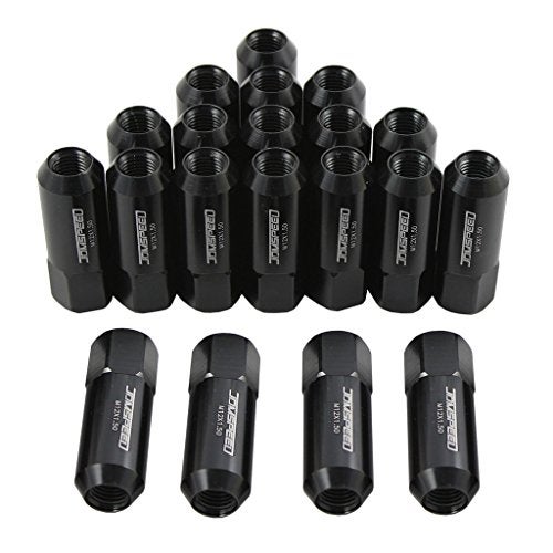 JDMSPEED Black 60MM Aluminum Extended Tuner Lug Nuts Replacement for Wheel Rims M12X1.5 20PCS - Image 1