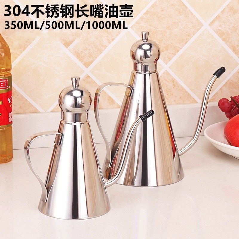304 Stainless Steel Oil Pot Leak-Proof Long Mouth Oil Bottle Household Vinegar Pot Large Capacity Oil Pot Soy Sauce Pot Kitchen Supplies - Image 1