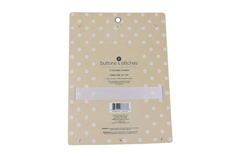 Cudlie Buttons & Stitches Baby Girl 3 Pack Rolled/Carded Hooded Towels in Butterfly Polka Print (GS71727) - Image 2
