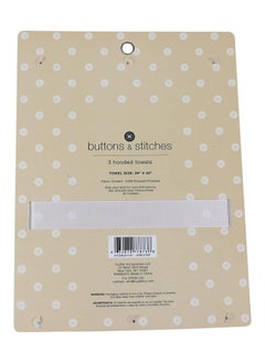 Cudlie Buttons & Stitches Baby Girl 3 Pack Rolled/Carded Hooded Towels In Butterfly Polka Print  - Image 2