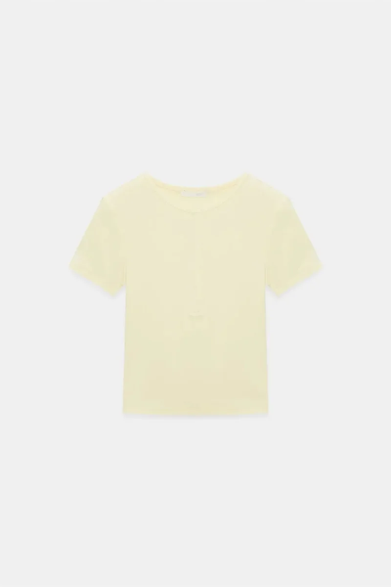 Dilvin Cream Natural DILVIN Slim Fit Crop Jersey Blouse for Women | Best Price UAE