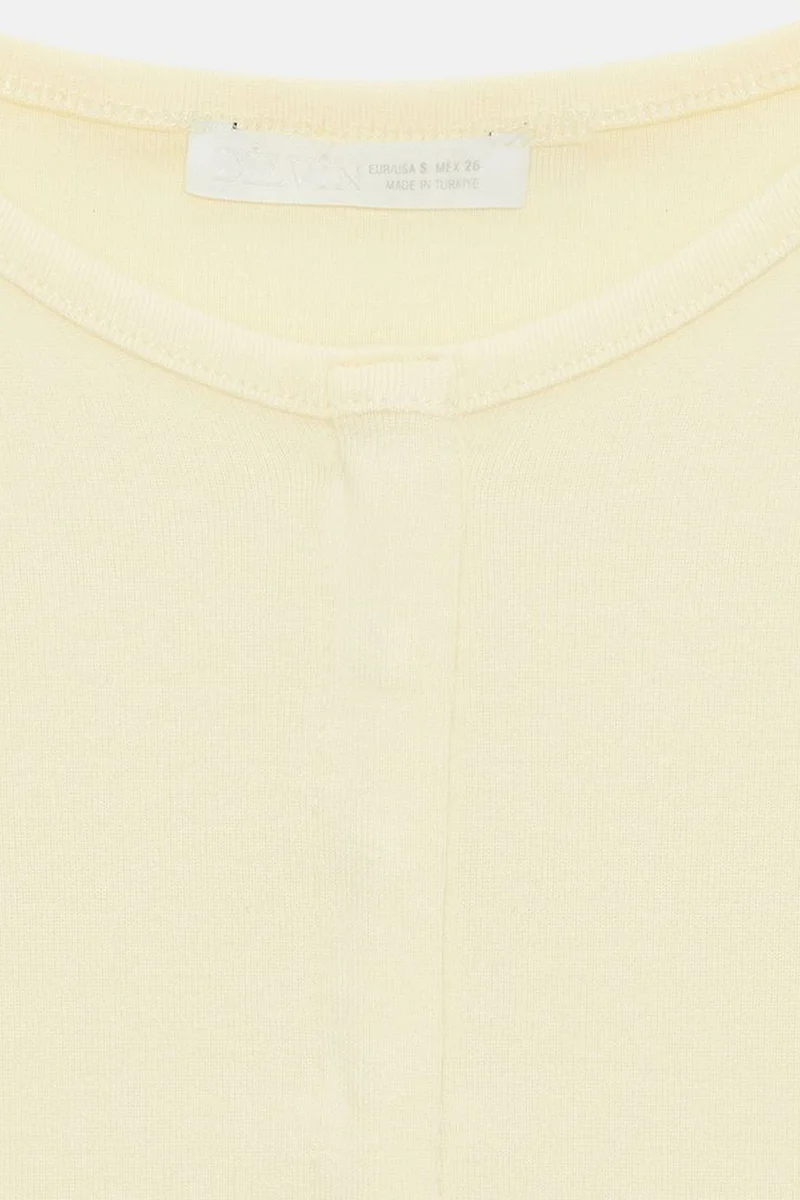 Dilvin Cream Natural DILVIN Slim Fit Crop Jersey Blouse for Women | Best Price UAE