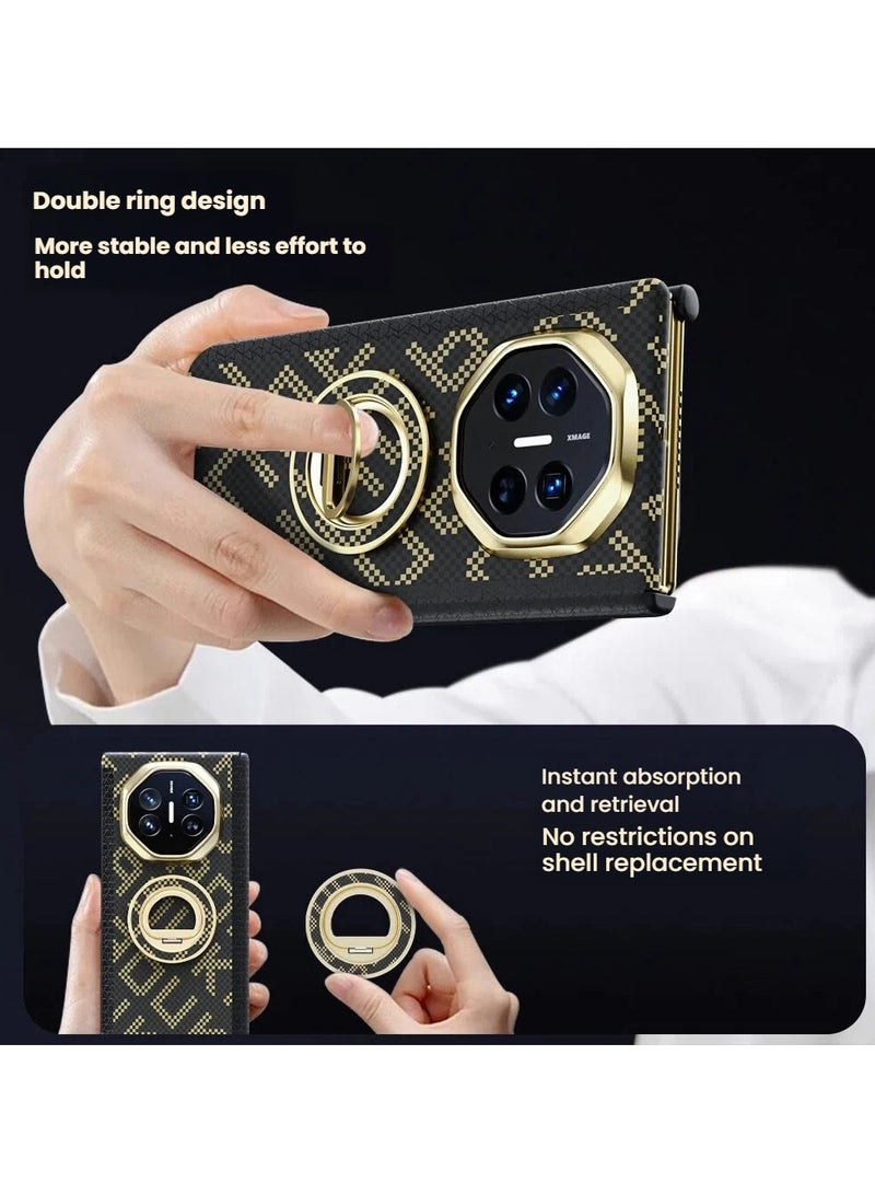 Magnetic Ultra-Thin Kevlar Texture Case for Huawei Mate XTS / XT Ultimate Master Triple Fold, Dual Hinge Protection Shockproof Cover with Rotatable Kickstand - Image 3