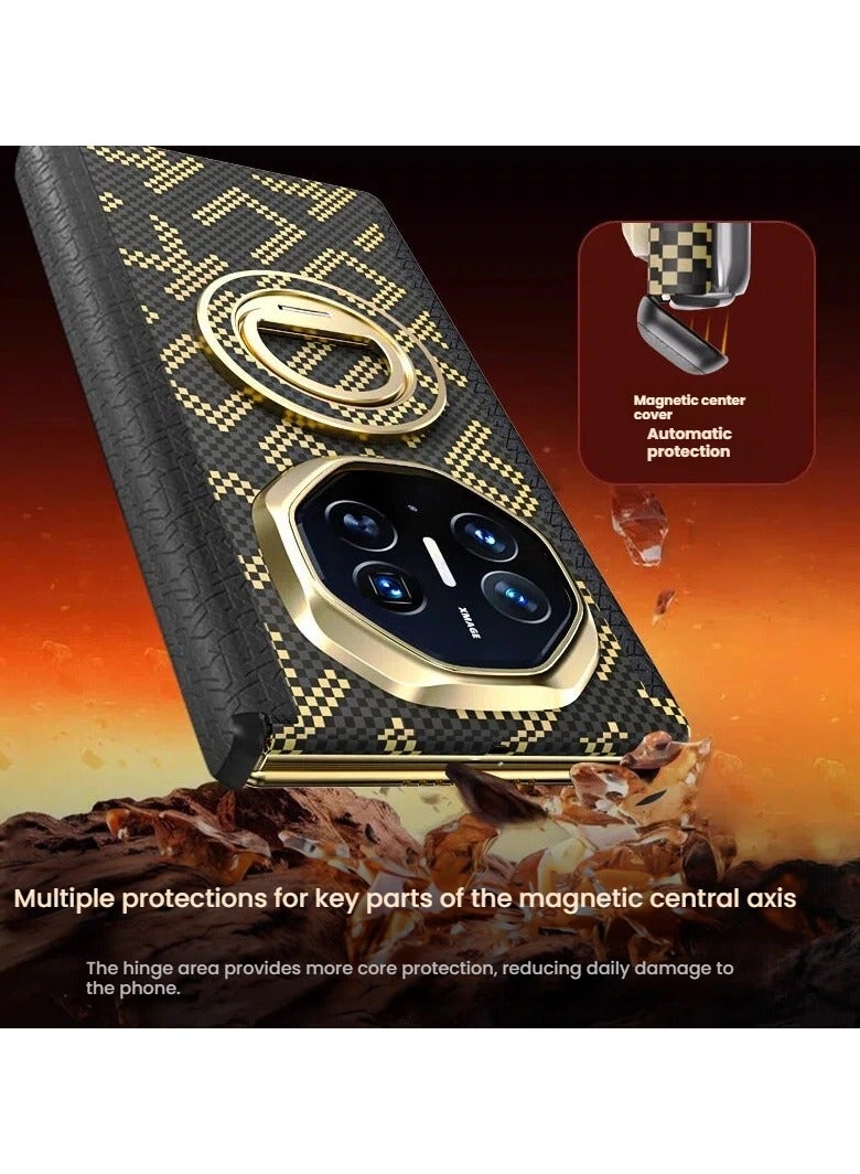 Magnetic Ultra-Thin Kevlar Texture Case for Huawei Mate XTS / XT Ultimate Master Triple Fold, Dual Hinge Protection Shockproof Cover with Rotatable Kickstand - Image 2