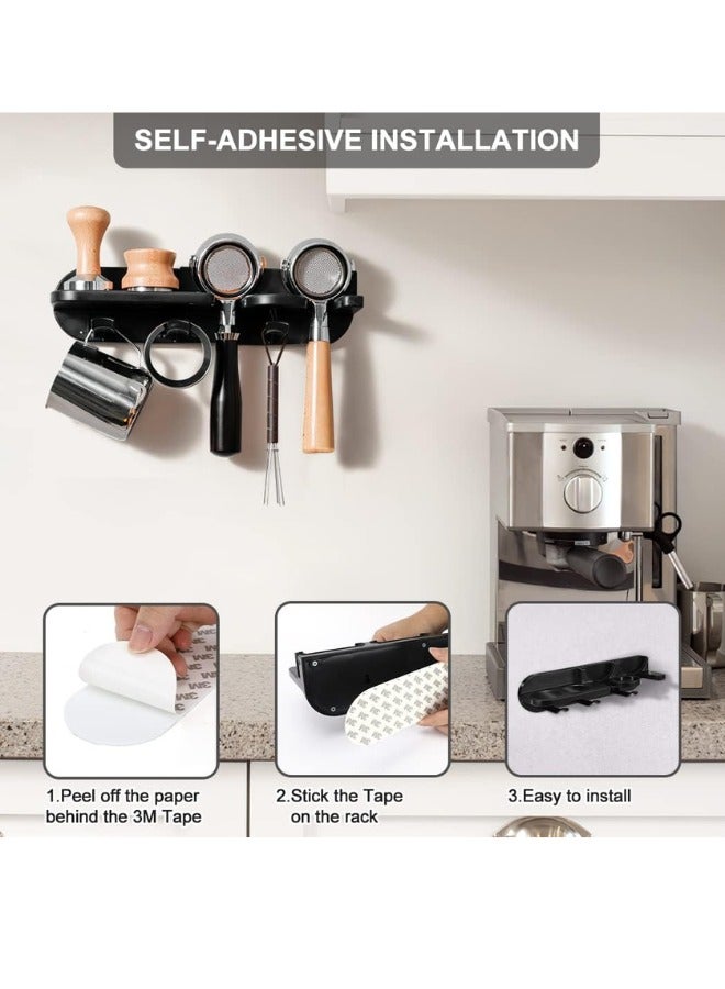 Chase Up Espresso Tamper Holder Station Wall Mounted Coffee Station Organizer Coffee Distributor and Tamper 54mm Portafilter Storage Wall Shelves Espresso Accessories Organizer Rack - Image 2