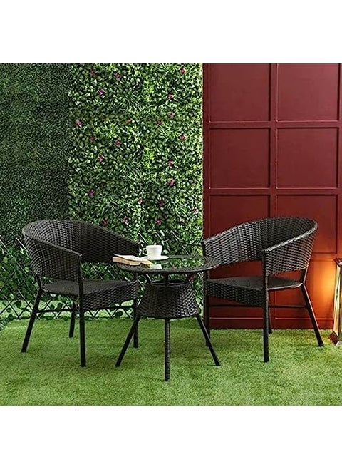 ANAND INDIA GROUPS Indoor Outdoor Furniture Garden Patio Seating Set 2 Chairs and Table Set Balcony Furniture Coffee Table Set Brown