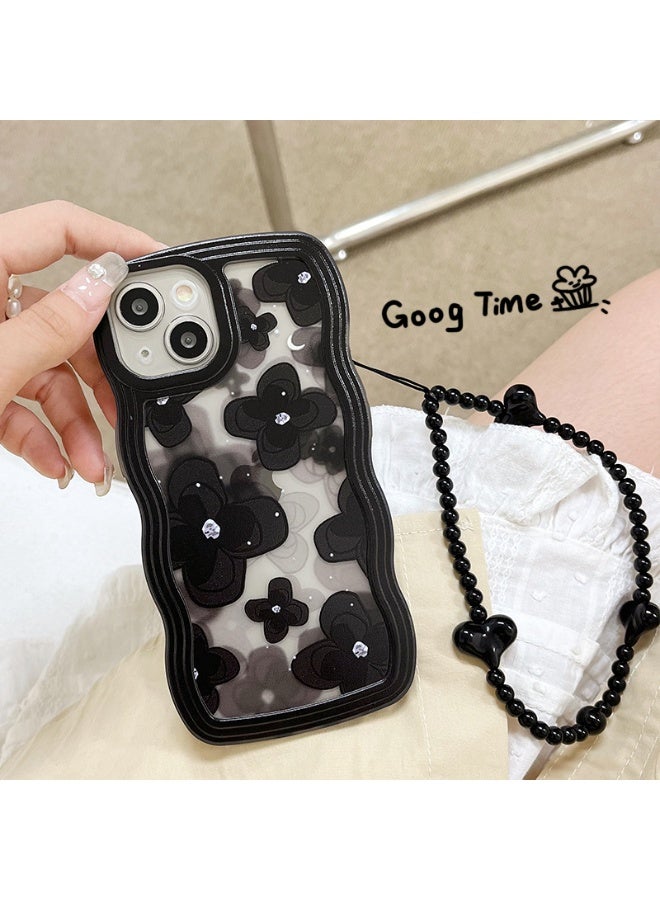 NIBEMINENT Big Waves Protective TPU Case Cover For iPhone 14 Plus, Black Love Butterfly With Black Love Bracelet - Image 2