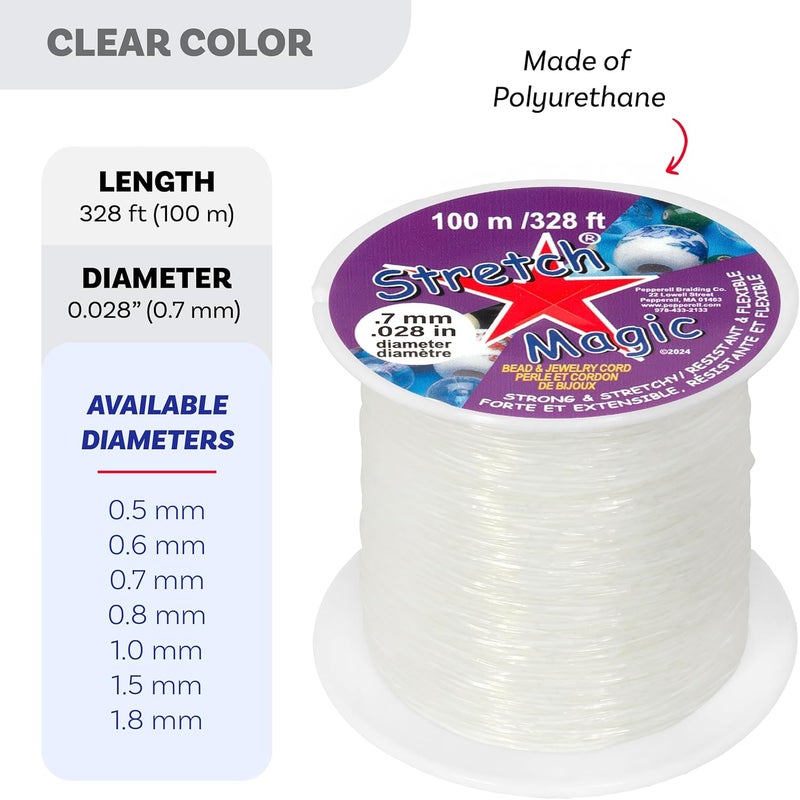 Stretch Magic Elastic Beading Cord - Clear, 0.7mm Diameter, 100-Meter (328 ft) for Jewelry Making - Image 3