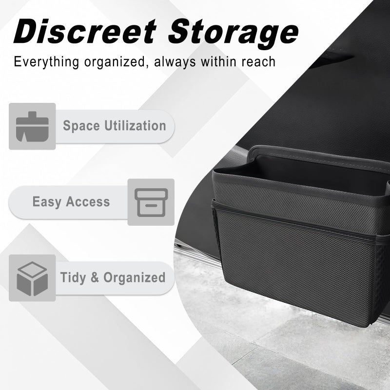 AMZAUTO Car Trash Can, Foldable Hanging Vehicle Garbage Organizer Holder, Waterproof Automotive Trash Bag Holder Dustbin Storage Container for Console Door Seat Back SUV (Black) - Image 3