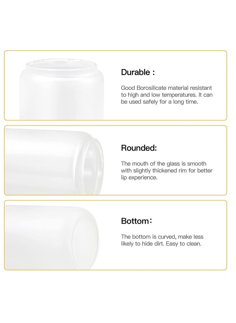 Glass Blanks with Bamboo Lid 350ML Frosted Sublimation Can Glass Sublimation Glass Tumblers for Iced Coffee Juice Soda Drinks (4 PACK) - Image 2