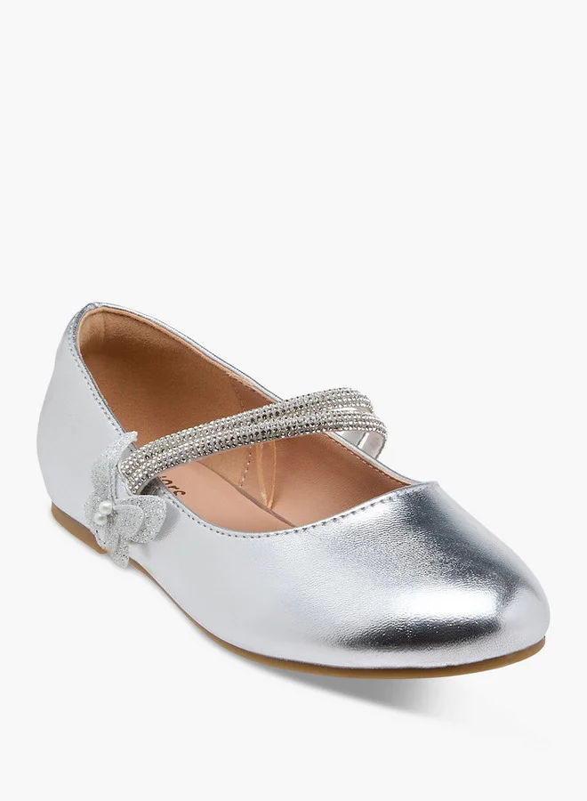JUNIORS Girls Embellished Ballerina Shoes with Hook and Loop Closure