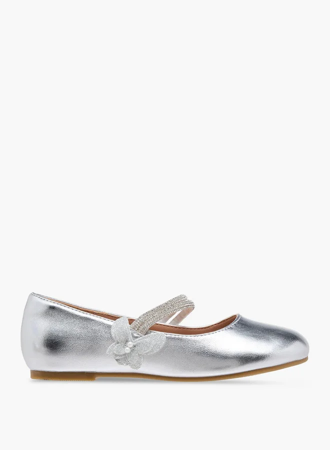 JUNIORS Girls Embellished Ballerina Shoes with Hook and Loop Closure
