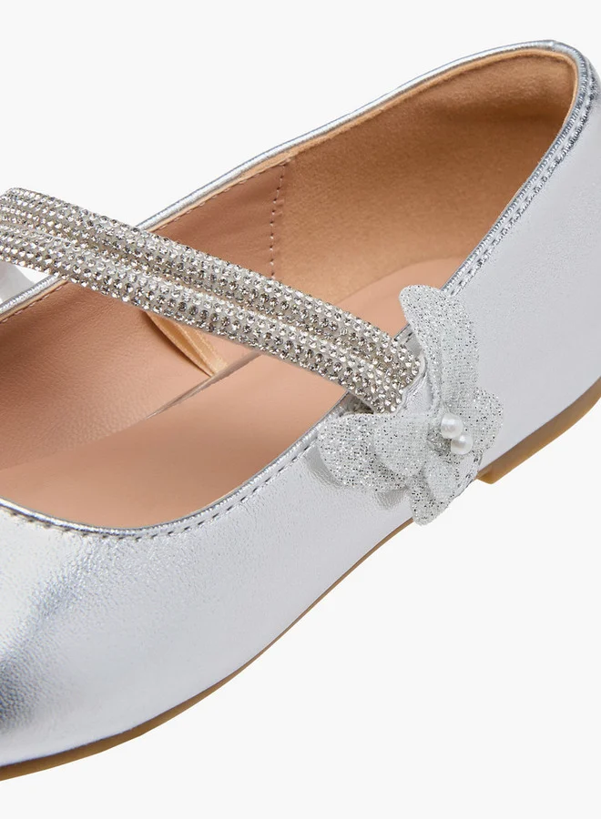 JUNIORS Girls Embellished Ballerina Shoes with Hook and Loop Closure