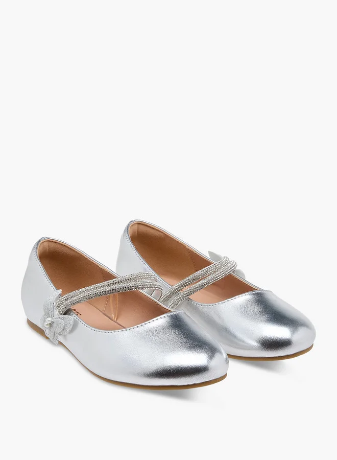 JUNIORS Girls Embellished Ballerina Shoes with Hook and Loop Closure