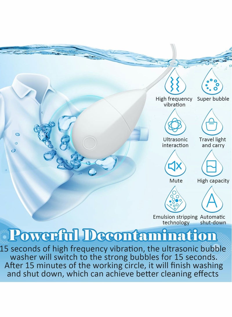 Excefore Ultrasonic Washing Machine, Portable USB Automatic Washer, Small Ultrasonic Dishwasher, Laundry Vegetable Cleaning Supplies, Ultrasonic Bubble Cleaner for Fruit Clothes Laundry Travel - Image 2