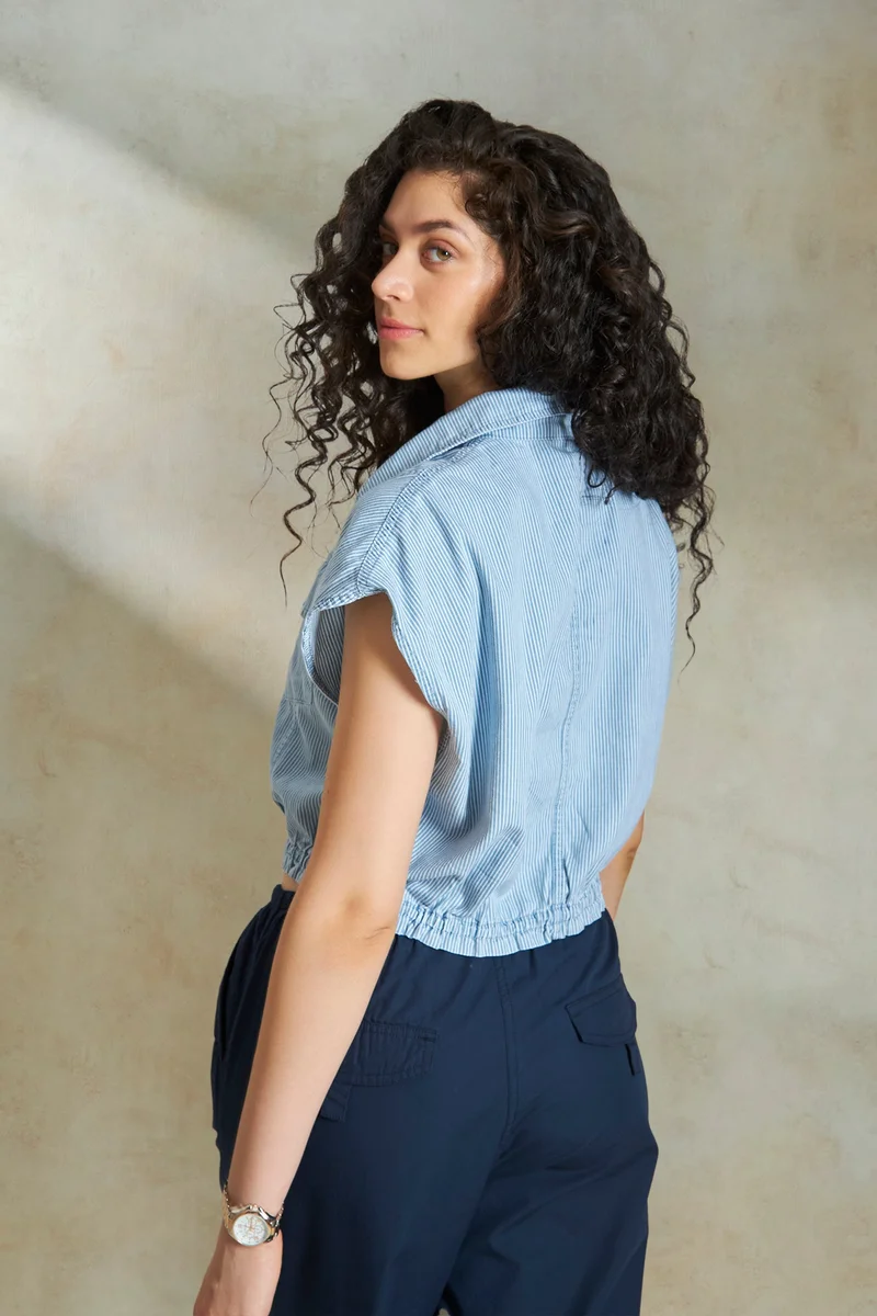 Virgio Cotton Cropped Daywear Denim Shirts for Women