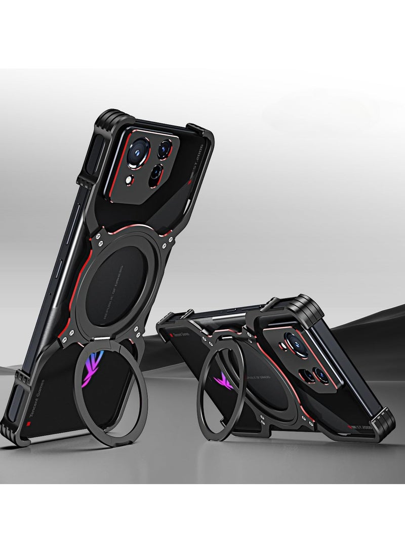 عام غطاء مقاوم للصدمات متوافق مع Asus ROG Phone 9 Pro - مع حامل دوار 360 درجة ومقاوم للسقوط وغطاء معدني لتبديد الحرارة - Image 1