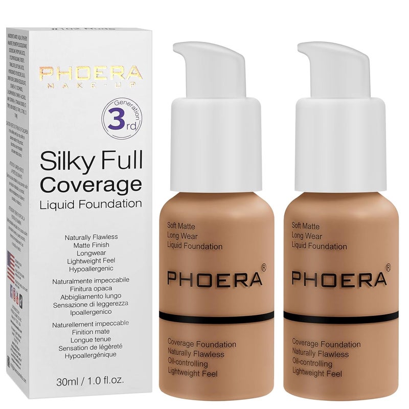 PHOERA Foundation PHOERA Matte Liquid FoundationPHOERA Makeup for Women PHOERA Foundation Full Coverage Concealer 30ml 24HR Matte Oil Control Concealer 106  Warm Sun2