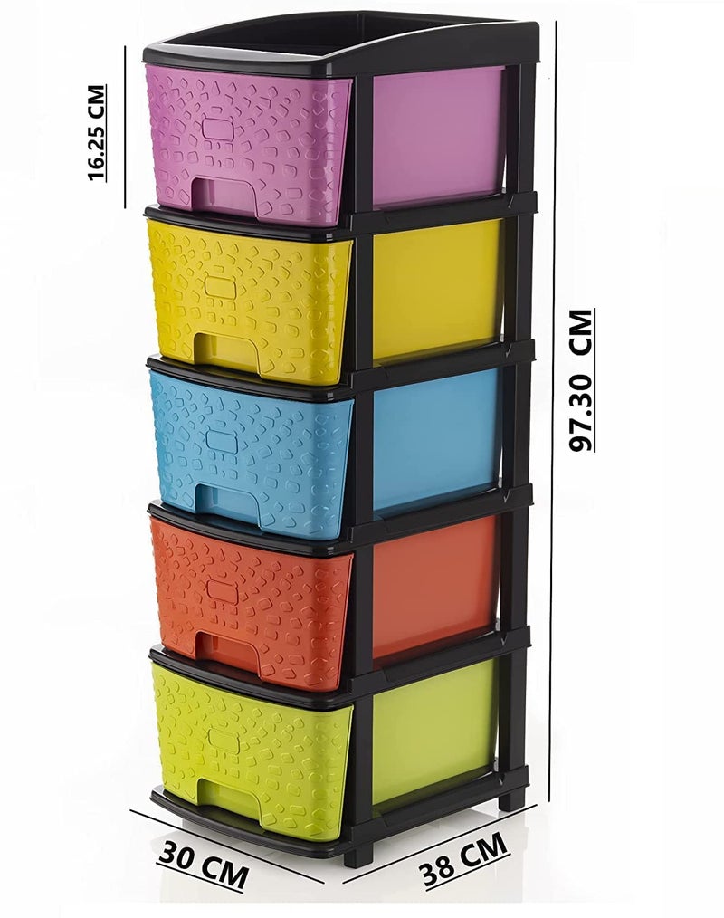 Primelife 5 XL Multipurpose Drawer Plastic Modular Chest Storage Organizer Home Office Parlor School Doctors Home and Kids 5XL Multicolor - Image 2