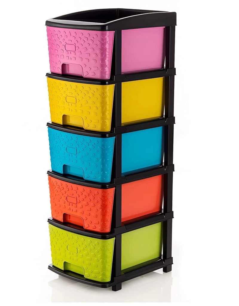 Primelife 5 XL Multipurpose Drawer Plastic Modular Chest Storage Organizer Home Office Parlor School Doctors Home and Kids 5XL Multicolor - Image 1