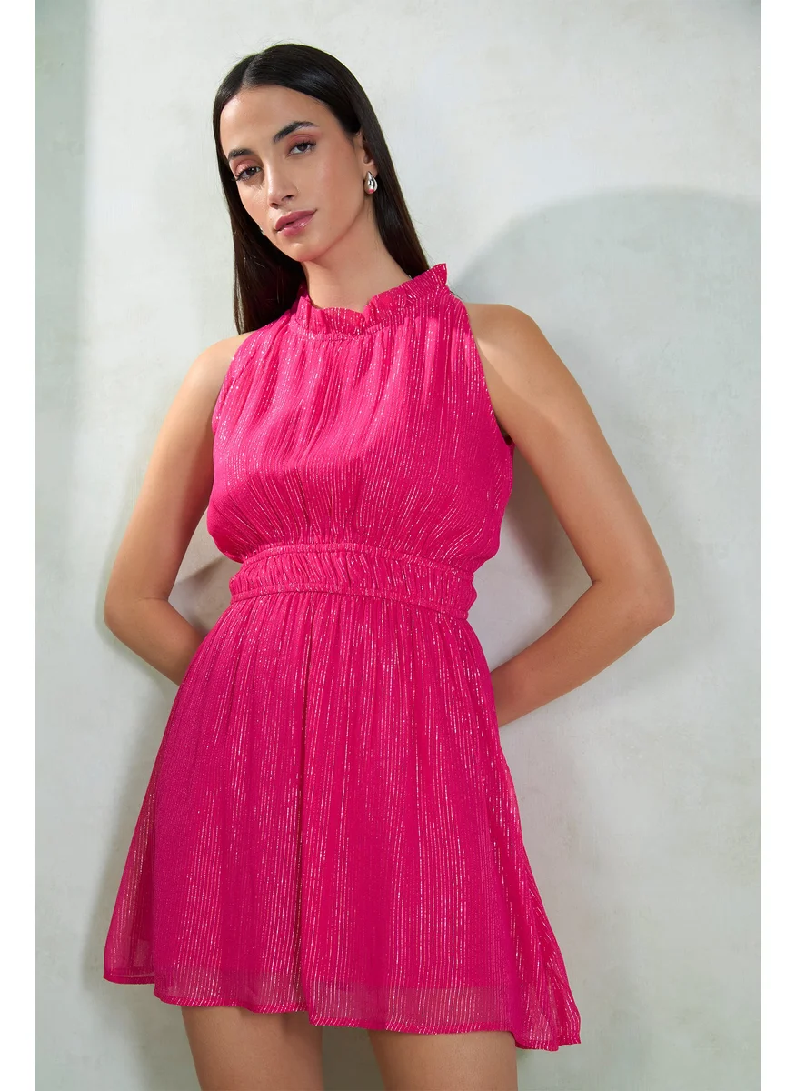 فيرجيو Ruffled Neckline Dress