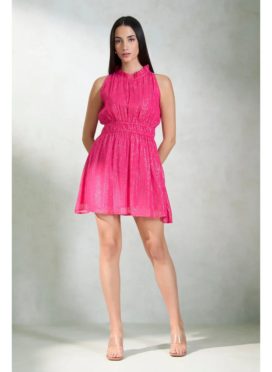 فيرجيو Ruffled Neckline Dress