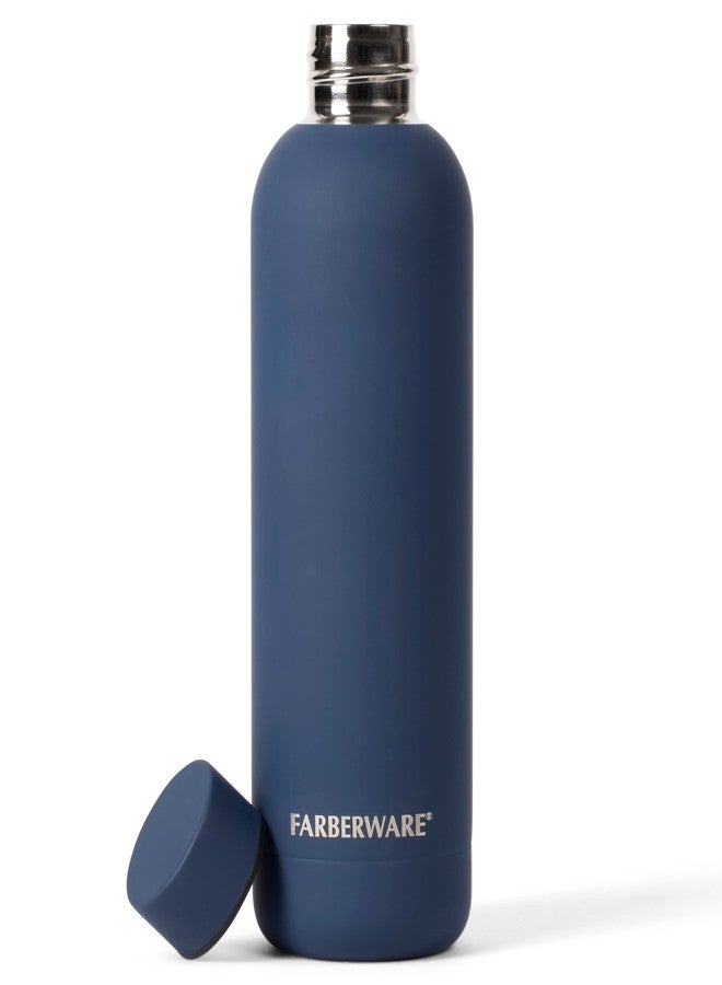 Farberware Stainless Steel Water Bottle, 48 Hrs Cold, 12 Hrs Hot, Double Wall Insulated, Leakproof Sweat Free Design (16oz, Blue) - Image 1