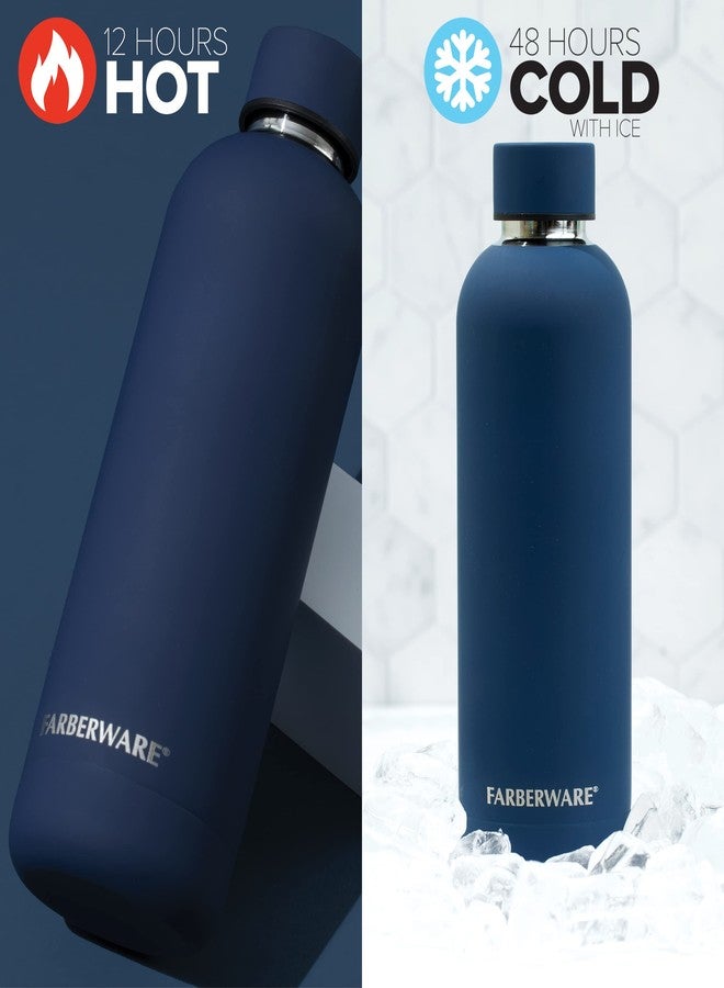Farberware Stainless Steel Water Bottle, 48 Hrs Cold, 12 Hrs Hot, Double Wall Insulated, Leakproof Sweat Free Design (16oz, Blue) - Image 2