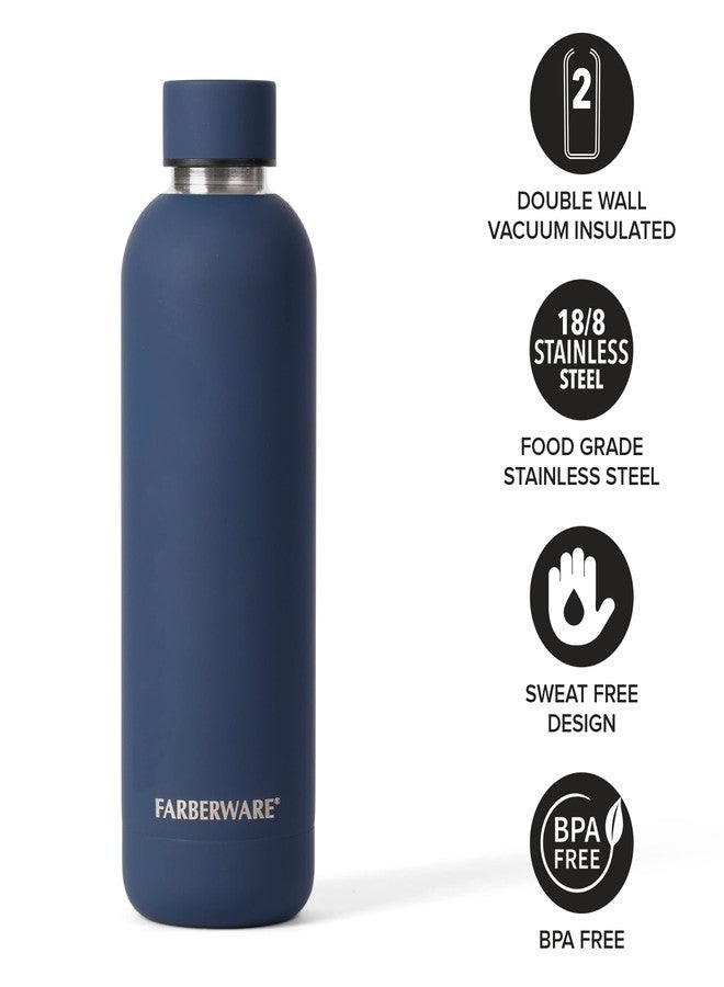 Farberware Stainless Steel Water Bottle, 48 Hrs Cold, 12 Hrs Hot, Double Wall Insulated, Leakproof Sweat Free Design (16oz, Blue) - Image 3