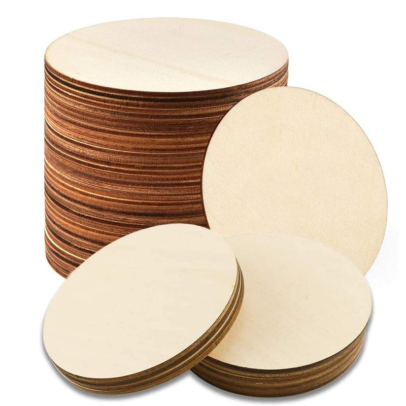 WLIANG 25 Pcs 4 Inch Wood Circles Unfinished Wood Circles Round Disc Cutouts 19 Inch Blank Round Wooden Circles for DIY Crafts Painting Staining Coasters Making Home Decorations
