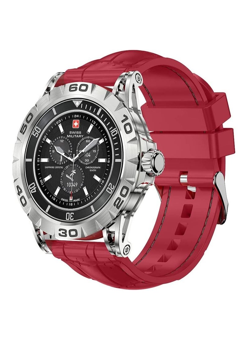 SWISS MILITARY - Swiss Military Dom 2 Smartwatch: Receive & Make Calls, Sport Features, Heart Rate/Blood Pressure/Oxygen Level Monitoring, Magnetic Charging, 5-7 Days Battery Life Compatible with iOS/Android. - Red - Image 1