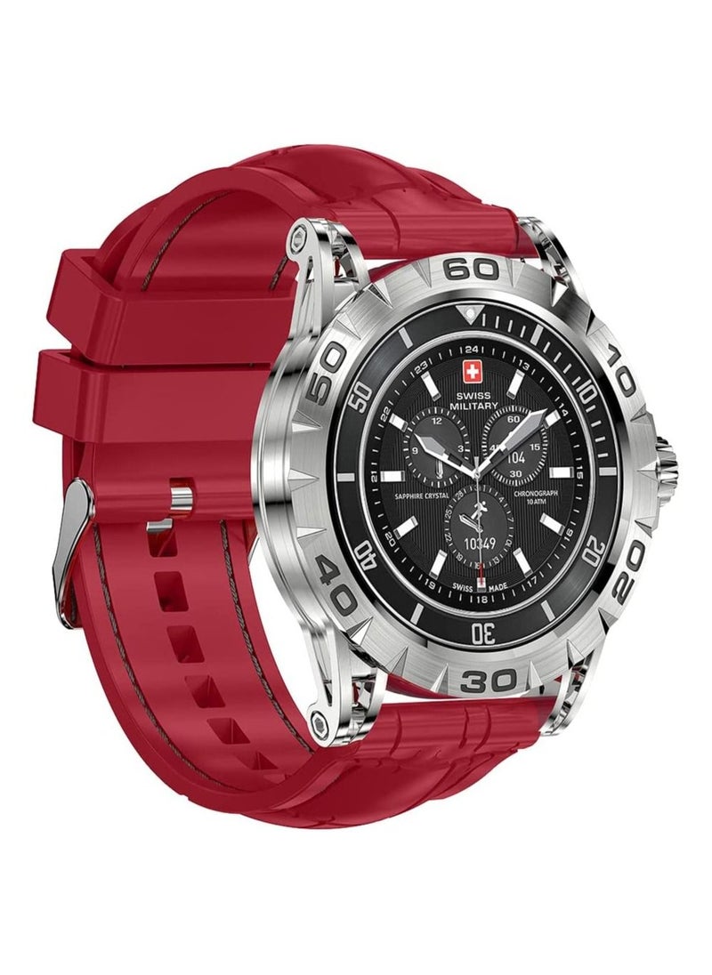 SWISS MILITARY - Swiss Military Dom 2 Smartwatch: Receive & Make Calls, Sport Features, Heart Rate/Blood Pressure/Oxygen Level Monitoring, Magnetic Charging, 5-7 Days Battery Life Compatible with iOS/Android. - Red - Image 1