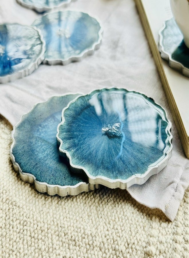 ITZYL Handcrafted Premium Resin Coasters - Elegant Blue Modern Design for Bars, Kitchens, Homes, and Dining Tables | 3.5 × 3.5 inches Set of 6 - Image 2