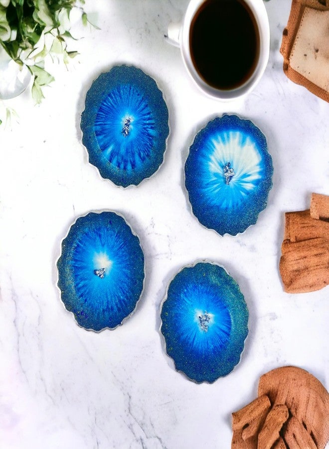 ITZYL Handcrafted Premium Resin Coasters - Elegant Blue Modern Design for Bars, Kitchens, Homes, and Dining Tables | 3.5 × 3.5 inches Set of 6 - Image 4
