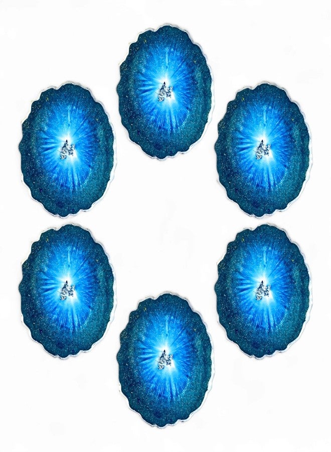 ITZYL Handcrafted Premium Resin Coasters - Elegant Blue Modern Design for Bars, Kitchens, Homes, and Dining Tables | 3.5 × 3.5 inches Set of 6 - Image 3