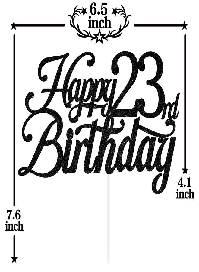 PYBHILK Black Glitter Happy 23rd Birthday Cake Topper, Cheers to 23 Years/Level 23 Unlocked/23 Years Loved & Blessed, Funny 23rd Birthday Party Decorations Supplies - Image 2