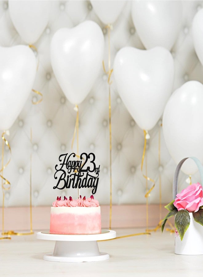 PYBHILK Black Glitter Happy 23rd Birthday Cake Topper, Cheers to 23 Years/Level 23 Unlocked/23 Years Loved & Blessed, Funny 23rd Birthday Party Decorations Supplies - Image 4
